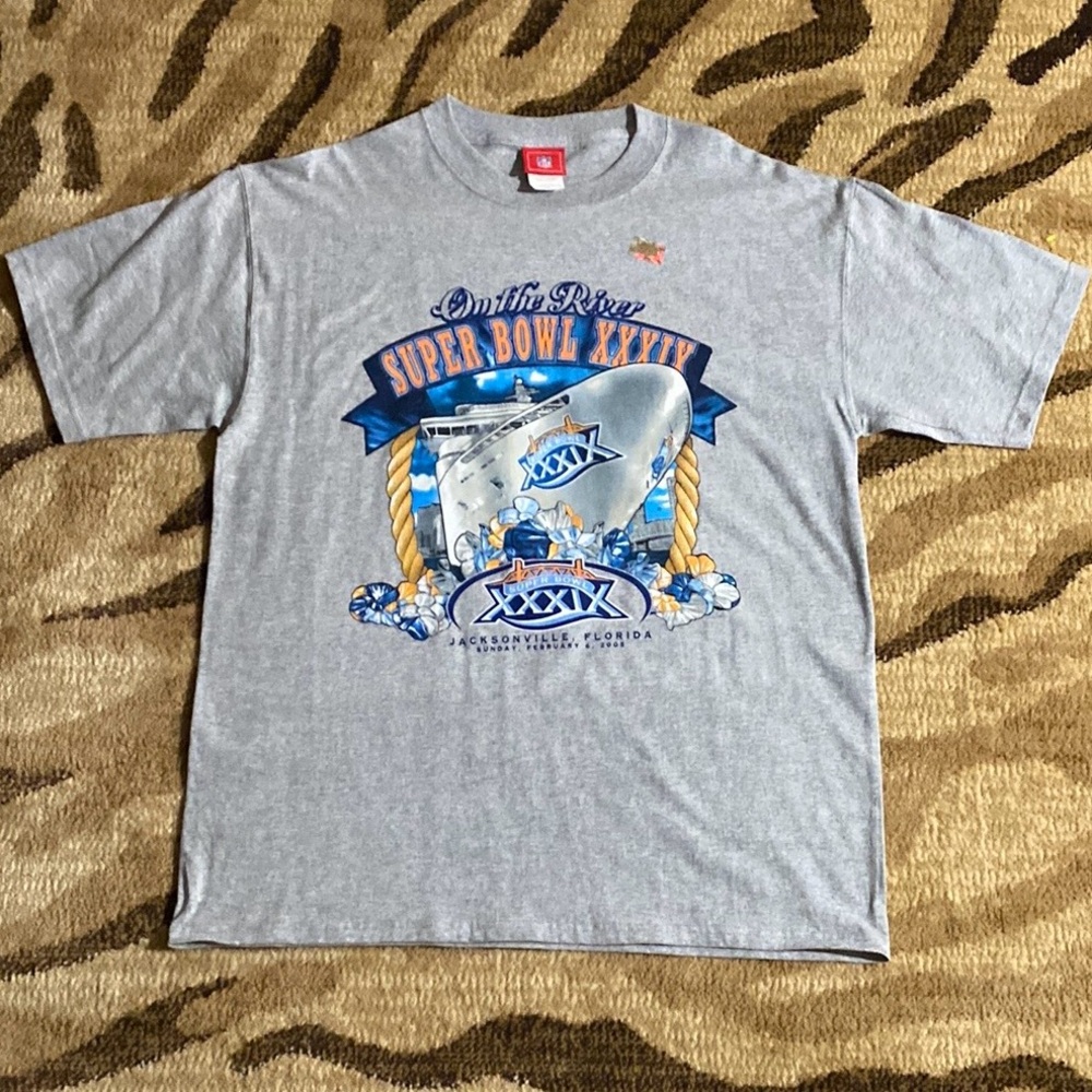 Vintage 2005  NFL Super Bowl XXXIX On The River Patriots vs Eagles Men’s L NWOT